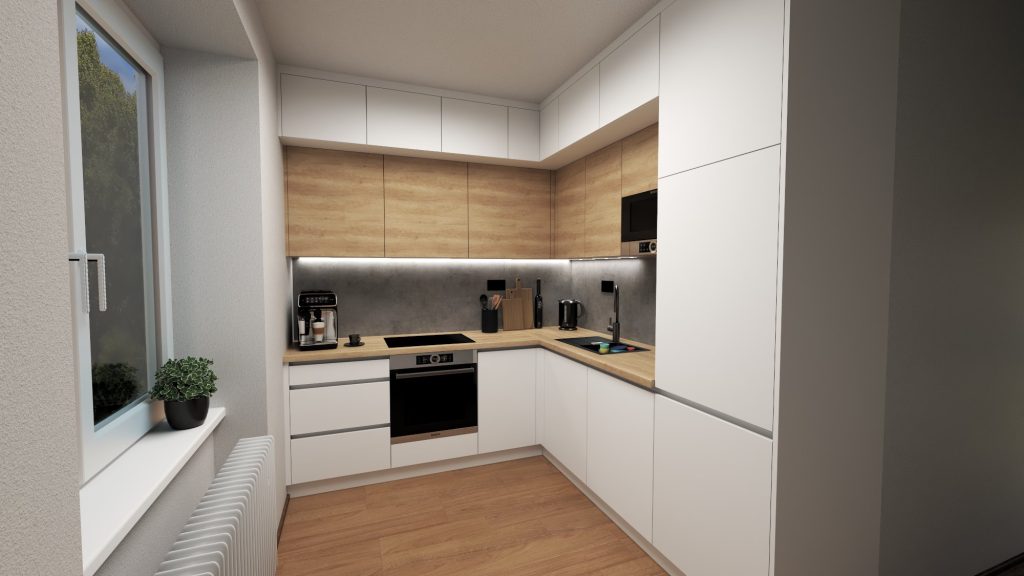 Návrh moderní kuchyně - vizualizace